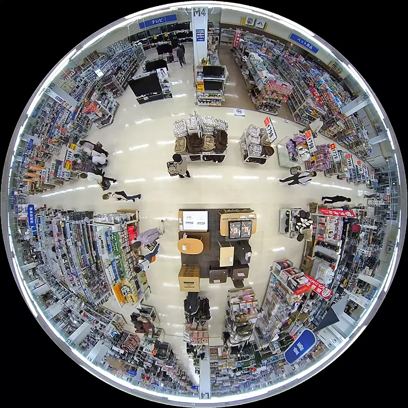 i-PRO全方位カメラによる店舗天井からの売場映像。