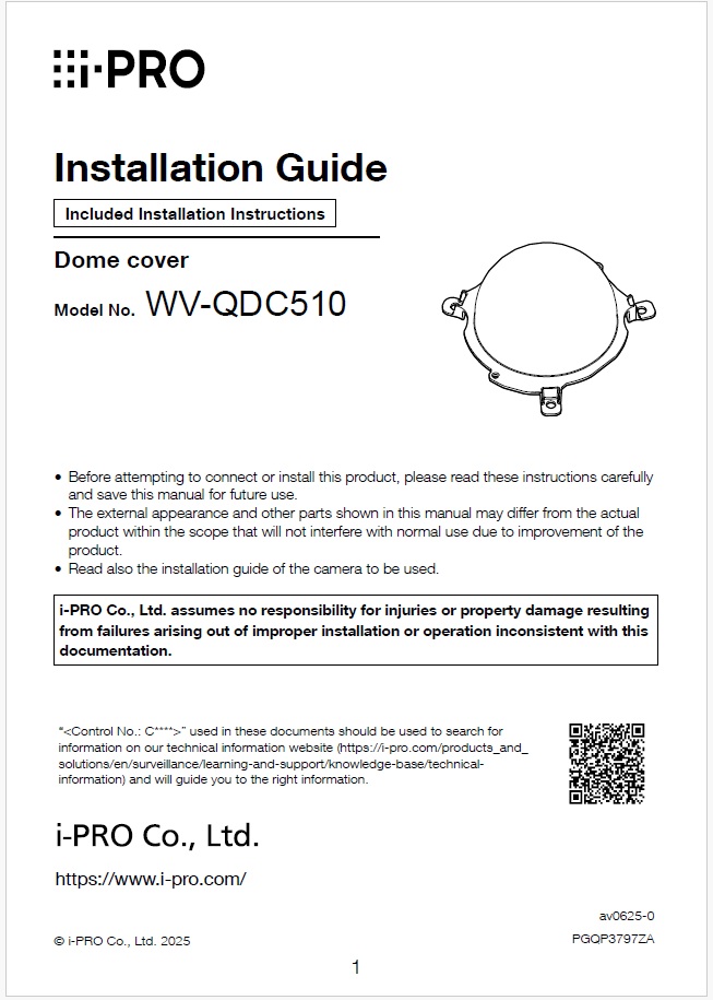 WV-QDC510C etc. Installation Guide