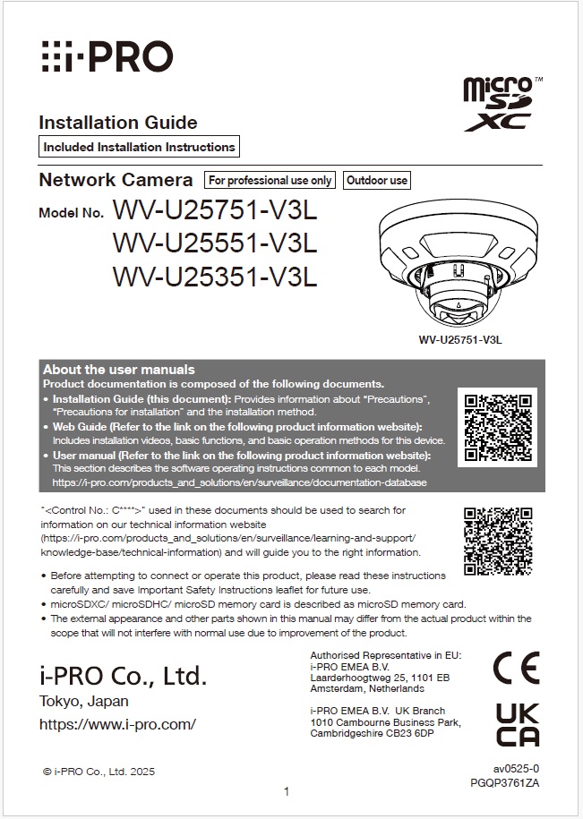 WV-U25751-V3L etc. Installation Guide