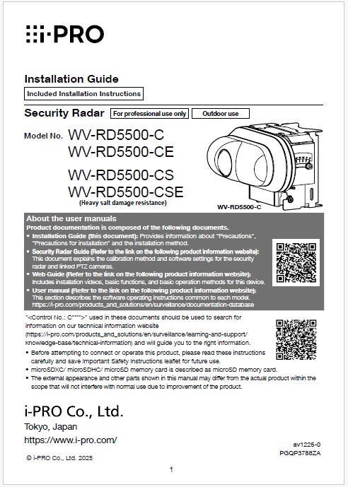 WV-RD5500-C etc. Installation Guide (English)
